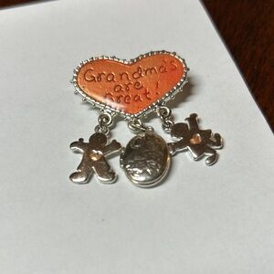 Charming Orange Heart 'Grandma's are Great' Brooch
